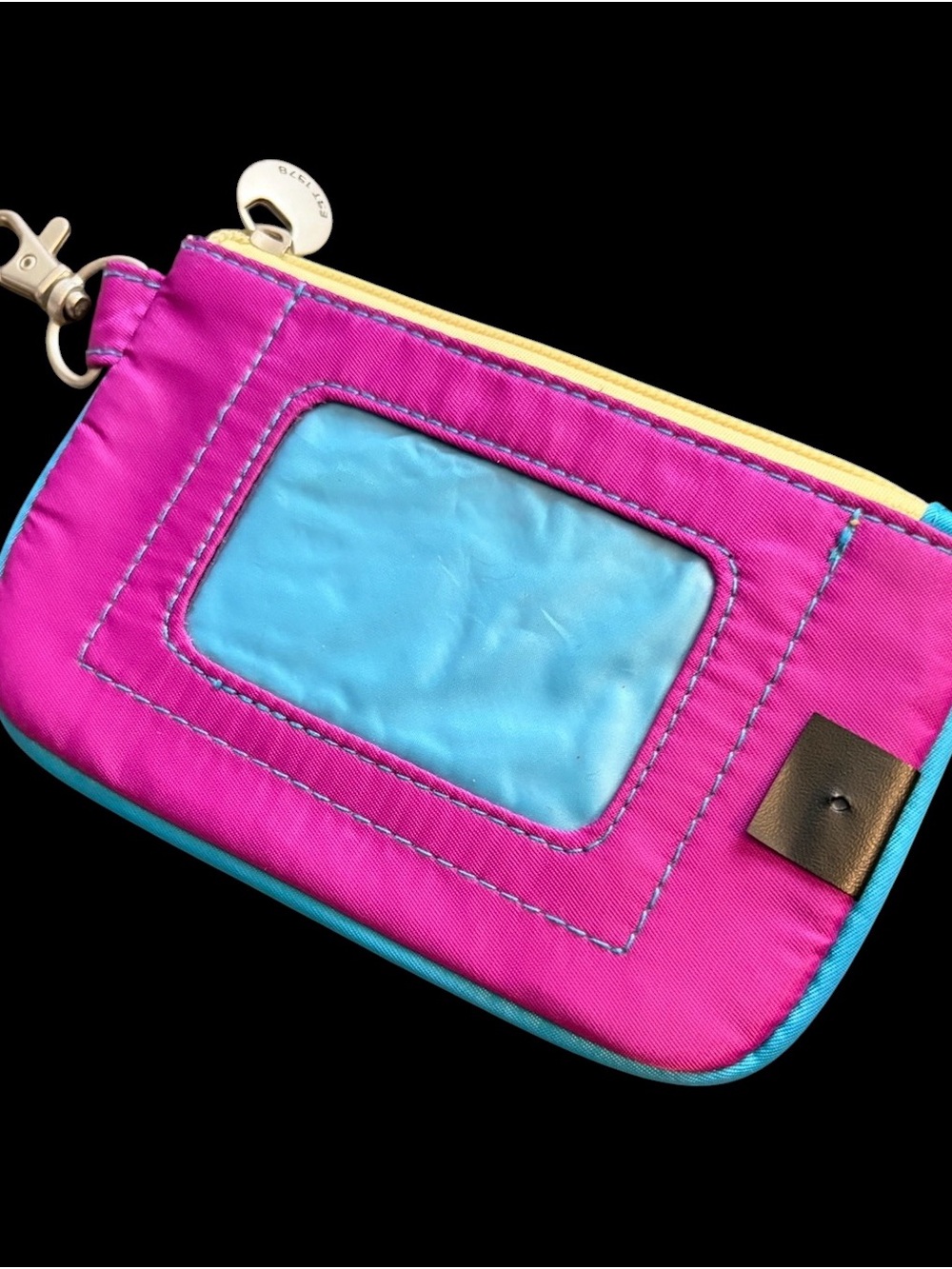 Travelon Magenta Floral Embroidered ID Clutch with Turquoise Trim - Picture 2 of 3